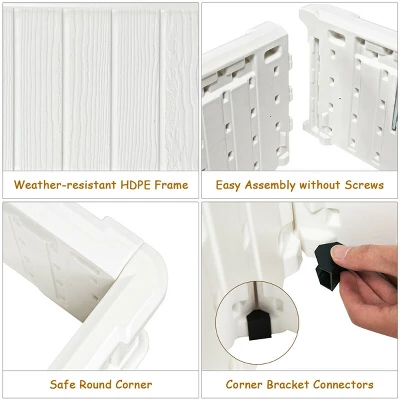 Costway 4 Pcs 48.5'' Raised Garden Bed Square Plant Box Planter Flower Vegetable White 7 Costway 4 Pcs 48.5'' Raised Garden Bed Square Plant Box Planter Flower Vegetable White - Image 7