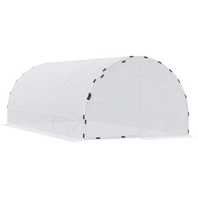 Outsunny 20' X 10' X 7' Large Walk-in Greenhouse, Steel Frame, PE Cover, 2 Doors, Outdoor Tunnel Hoop Hot House Kit, White 3 Outsunny 20' X 10' X 7' Large Walk-in Greenhouse, Steel Frame, PE Cover, 2 Doors, Outdoor Tunnel Hoop Hot House Kit, White - Image 3
