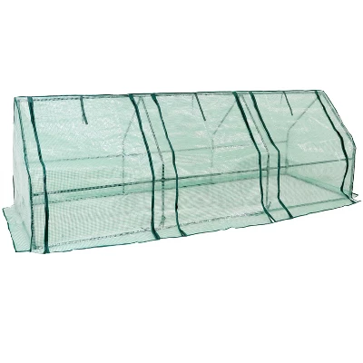 Sunnydaze Decor Sunnydaze Outdoor Portable Slanted Top Plant Shelter Mini Cloche Greenhouse With Zipper Doors - 36" - Green 5 Sunnydaze Decor Sunnydaze Outdoor Portable Slanted Top Plant Shelter Mini Cloche Greenhouse With Zipper Doors - 36" - Green - Image 5