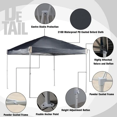Aoodor 9.8'x9.8' Pop Up Canopy Tent With Roller Bag, Portable Instant Shade Canopy 3 Aoodor 9.8'x9.8' Pop Up Canopy Tent With Roller Bag, Portable Instant Shade Canopy - Image 3