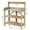 Costway Outdoor Garden Wooden Potting Work Bench Station Planting Workbench W/ 3 Shelf