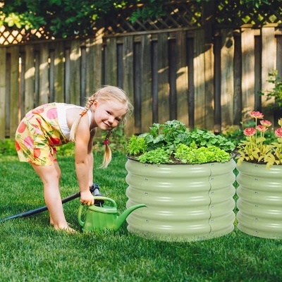 Aoodor Metal Raised Garden Bed Galvanized Outdoor Garden Planter Box Set Of 2 4 Aoodor Metal Raised Garden Bed Galvanized Outdoor Garden Planter Box Set Of 2 - Image 4