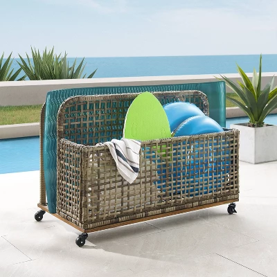 Ridley Outdoor Wicker & Metal Pool Storage Caddy - Gray - Crosley 2 Ridley Outdoor Wicker & Metal Pool Storage Caddy - Gray - Crosley - Image 2