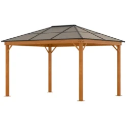 Outsunny 10' X 12' Hardtop Polycarbonate Gazebo Canopy, Aluminum Frame Pergola With Top Vent, Netting & Sidewalls For Garden, Patio, Khaki 9 Outsunny 10' X 12' Hardtop Polycarbonate Gazebo Canopy, Aluminum Frame Pergola With Top Vent, Netting & Sidewalls For Garden, Patio, Khaki -Sunnydaze Decor Store GUEST 1a9283d5 a07b 4d50 a74f 388a9b7684d0