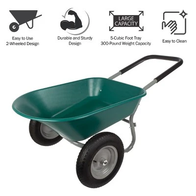 Nature Spring 2-Wheeled Garden Wheelbarrow For Residential DIY Landscaping, Lawn Care, And Remodeling 4 Nature Spring 2-Wheeled Garden Wheelbarrow For Residential DIY Landscaping, Lawn Care, And Remodeling - Image 4