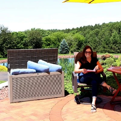 Sunnydaze Decor Sunnydaze Outdoor Deck And Patio Storage Box With Rattan Design - 100 Gal. 9 Sunnydaze Decor Sunnydaze Outdoor Deck And Patio Storage Box With Rattan Design - 100 Gal. - Image 9