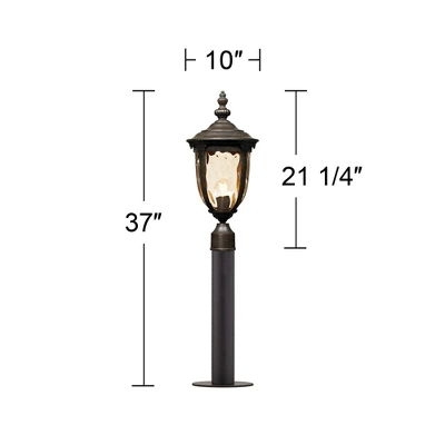 John Timberland Outdoor Post Light Fixture LED Veranda Bronze 37" Clear Hammered Glass For Exterior House Porch Patio Garden Yard 4 John Timberland Outdoor Post Light Fixture LED Veranda Bronze 37" Clear Hammered Glass For Exterior House Porch Patio Garden Yard - Image 4