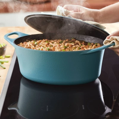Rachael Ray Premium RUST-RESISTANT Cast Iron Dutch Oven 6.5qt Agave Blue 7 Rachael Ray Premium RUST-RESISTANT Cast Iron Dutch Oven 6.5qt Agave Blue - Image 7