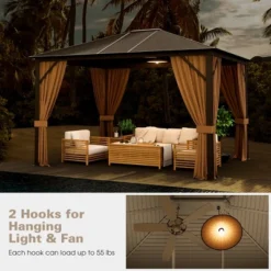 Costway 12' X 10' Patio Hardtop Gazebo W/ Galvanized Steel Top Aluminum Frame Outdoor -Sunnydaze Decor Store GUEST 1d08e091 22dd 4d4e a525 379a8ed2d9ba