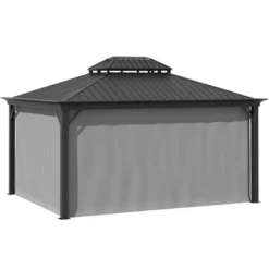 Outsunny Patio Gazebo 15.9' X 12', Netting & Curtains, 2 Tier Double Vented Steel Roof, Hardtop, Ceiling Hooks, Rust Proof Aluminum, Gray -Sunnydaze Decor Store GUEST 1e6a27fc acb5 4be1 84d4 31c3a939a1fd