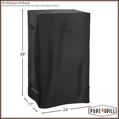 Pure Grill 40-inch Smoker BBQ Grill Cover For Electric Vertical Smokers, Universal Fit Cover - 24" X 17" X 38" 5 Pure Grill 40-inch Smoker BBQ Grill Cover For Electric Vertical Smokers, Universal Fit Cover - 24" X 17" X 38" - Image 5