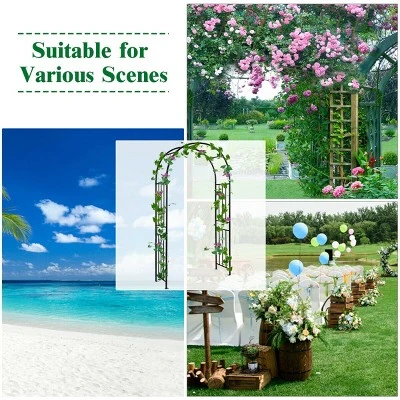 Costway 7.2Ft Garden Arch Steel Arbor Wedding Garden Decoration Climbing Plants W/Stakes 7 Costway 7.2Ft Garden Arch Steel Arbor Wedding Garden Decoration Climbing Plants W/Stakes - Image 7
