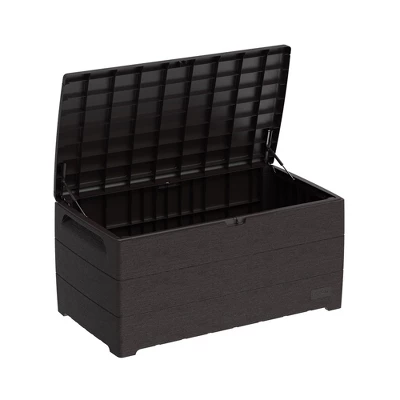 Duramax CedarGrain Durabox 110 Gallon Lockable Outdoor Deck And Garden Storage Box Bench For Patio, Shed, Porch, And Garage, Dark Brown 1 Duramax CedarGrain Durabox 110 Gallon Lockable Outdoor Deck And Garden Storage Box Bench For Patio, Shed, Porch, And Garage, Dark Brown