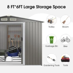Costway 8'x6' Outdoor Storage Shed Galvanized Steel Tool House Organizer For Garden Yard 15 Costway 8'x6' Outdoor Storage Shed Galvanized Steel Tool House Organizer For Garden Yard -Sunnydaze Decor Store GUEST 215fc593 843b 46f0 93de 1bcef125ff07