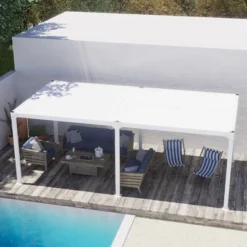 Aoodor Aluminum Pergola Rainproof Gazebo Patio Sun Shade Shelter With Adjustable Roof-White -Sunnydaze Decor Store GUEST 21aa51af e28f 4688 b58b 3b9fd59681f7