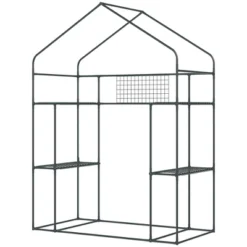 Outsunny Outdoor Walk-in Mini Greenhouse With Mesh Door & Windows, Small Portable Garden Hot House With 6 Shelves, Trellis, & Plant Labels -Sunnydaze Decor Store GUEST 21e9359f 0b1f 47f4 822f 2f1d4fa6434d