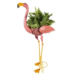 Evergreen 37"H Metal Flamingo Planter With Coco Liner- Fade And Weather Resistant Outdoor Decoration For Homes, Yards And Gardens -Sunnydaze Decor Store GUEST 2221f45b 30b9 474a 9dcf 363fc51d3a55