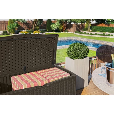 124gal Resin Wicker Deck Box Brown - Suncast 1 124gal Resin Wicker Deck Box Brown - Suncast