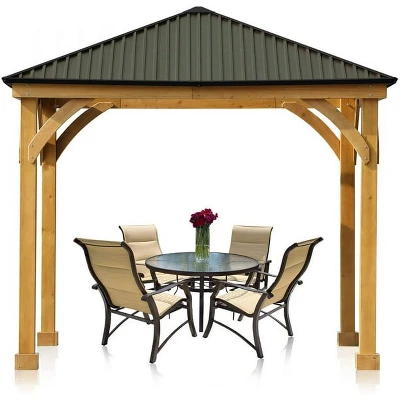 Aoodor Patio Solid Wooden Gazebo 10 X 10 Ft. Hardtop Roof For Garden 6 Aoodor Patio Solid Wooden Gazebo 10 X 10 Ft. Hardtop Roof For Garden - Image 6