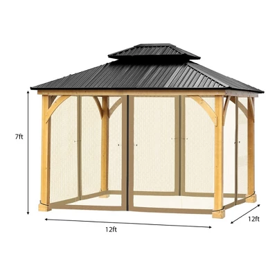 Aoodor Gazebo Netting Black 12' X 12' Polyester Screen Replacement 4 Panel Sidewalls For Patio (Only Netting) 3 Aoodor Gazebo Netting Black 12' X 12' Polyester Screen Replacement 4 Panel Sidewalls For Patio (Only Netting) - Image 3