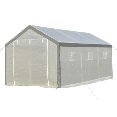 Outsunny 20' X 10' X 9' Walk-In Greenhouse, Outdoor Gardening Canopy With 6 Roll-up Windows, 2 Zippered Doors & Weather Cover 3 Outsunny 20' X 10' X 9' Walk-In Greenhouse, Outdoor Gardening Canopy With 6 Roll-up Windows, 2 Zippered Doors & Weather Cover - Image 3