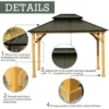 Aoodor Patio Solid Wooden Gazebo 10 X 12.36 Ft. Hardtop Roof 2 - Tier For Garden