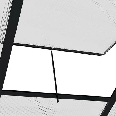 Outsunny Polycarbonate Greenhouse, Heavy Duty Outdoor Aluminum Walk-in Green House Kit With Vent & Door For Backyard Garden, Gray 5 Outsunny Polycarbonate Greenhouse, Heavy Duty Outdoor Aluminum Walk-in Green House Kit With Vent & Door For Backyard Garden, Gray - Image 5