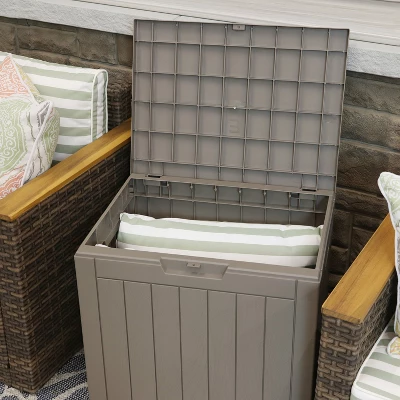 Sunnydaze Decor Sunnydaze Lockable Outdoor Small Deck Box With Storage And Side Handles - 32-Gal. 1 Sunnydaze Decor Sunnydaze Lockable Outdoor Small Deck Box With Storage And Side Handles - 32-Gal.