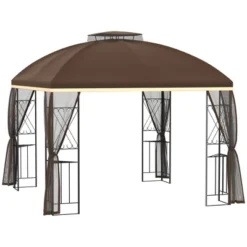 Outsunny 10' X 10' Patio Gazebo Canopy Outdoor Canopy Shelter With Double Tier Roof, Removable Mesh Netting, Display Shelves -Sunnydaze Decor Store GUEST 270ebba0 3f41 4e1c 9f49 b965c638f4ac