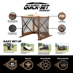 CLAM Quick-Set Traveler Portable Pop Up Outdoor Camping Gazebo Screen Tent Sided Canopy Shelter With Ground Stakes And Carry Bag 8 CLAM Quick-Set Traveler Portable Pop Up Outdoor Camping Gazebo Screen Tent Sided Canopy Shelter With Ground Stakes And Carry Bag -Sunnydaze Decor Store GUEST 27b27752 2780 4040 bb06 729225647982