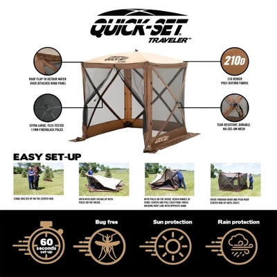 CLAM Quick-Set Traveler Portable Pop Up Outdoor Camping Gazebo Screen Tent Sided Canopy Shelter With Ground Stakes And Carry Bag 4 CLAM Quick-Set Traveler Portable Pop Up Outdoor Camping Gazebo Screen Tent Sided Canopy Shelter With Ground Stakes And Carry Bag - Image 4