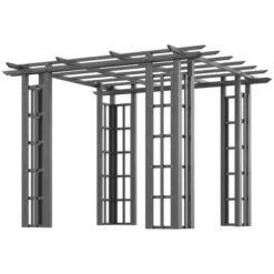 Outsunny 9' X 9' Vinyl Flat Top Pergola, Grape Trellis Outdoor Gazebo, For Garden, Patio, Backyard, Deck -Sunnydaze Decor Store GUEST 28c0405b 46ef 4320 b129 3f40149887f2