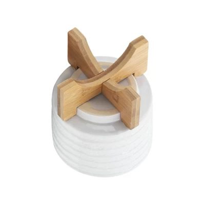 6" Ceramic Planter On Stand White Stripe - Sagebrook Home 4 6" Ceramic Planter On Stand White Stripe - Sagebrook Home - Image 4