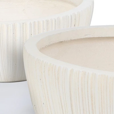 Aoodor Vretical Stripe Texture Bowl Plant Pots With Drain Hole Set Of 3, Flower Pots Outdoor&Indoor,Magnesium Oxide Planter 1 Aoodor Vretical Stripe Texture Bowl Plant Pots With Drain Hole Set Of 3, Flower Pots Outdoor&Indoor,Magnesium Oxide Planter