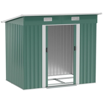 Outsunny Metal Outdoor Storage Shed 7' X 4', Lockable Garden Tool Storage For Backyard, Patio, Lawn, Dark Green 3 Outsunny Metal Outdoor Storage Shed 7' X 4', Lockable Garden Tool Storage For Backyard, Patio, Lawn, Dark Green - Image 3
