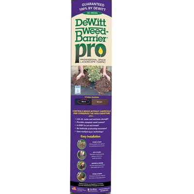 DeWitt Weed Barrier Pro 3-Ounce Commercial And Home Garden Landscape Weed Block Barrier Heavy-Duty Non-Woven Ground Cover Fabric, Black 1 DeWitt Weed Barrier Pro 3-Ounce Commercial And Home Garden Landscape Weed Block Barrier Heavy-Duty Non-Woven Ground Cover Fabric, Black