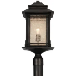 Franklin Iron Works Farmhouse Rustic Mission Outdoor Post Light Fixture Walnut Bronze Dimmable LED 37 1/2" Frosted Cream Glass For Exterior Barn Deck -Sunnydaze Decor Store GUEST 2b573d63 d321 4f26 b940 562aa0679366