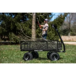 Gorilla Cart GCG-900 4 Cubic Feet 900 Pound Capacity Heavy Duty Durable Steel Utility Wagon Cart With 2 In 1 Towing Handle And Removable Sides, Gray -Sunnydaze Decor Store GUEST 2b7073fd 06f3 42cb a2a3 a9f60c35aff5