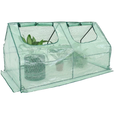 Sunnydaze Decor Sunnydaze Outdoor Portable Plant Shelter Mini Greenhouse With Double Zipper Doors And Cover - Green 8 Sunnydaze Decor Sunnydaze Outdoor Portable Plant Shelter Mini Greenhouse With Double Zipper Doors And Cover - Green - Image 8