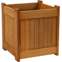 Sunnydaze Decor Sunnydaze Outside Meranti Wood Outdoor Planter Box With Teak Oil Finish For Garden, Porch And Patio - 16" Square -Sunnydaze Decor Store GUEST 2c39ea28 c214 4010 8c6f 94575f0256a7