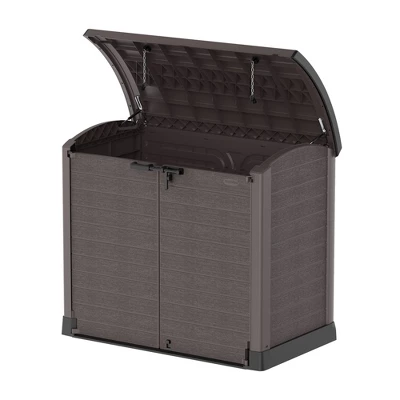 Duramax CedarGrain StoreAway 1200 Liter Capacity Outdoor Deck & Garden Storage Box W/ Panel Doors & Arc Lid For Patios, Pool Areas, & Driveways, Brown 4 Duramax CedarGrain StoreAway 1200 Liter Capacity Outdoor Deck & Garden Storage Box W/ Panel Doors & Arc Lid For Patios, Pool Areas, & Driveways, Brown - Image 4