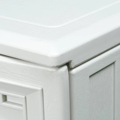 WELLFOR Outdoor HDPE Patio Storage Cabinet With 2 Shelves - Beige 5 WELLFOR Outdoor HDPE Patio Storage Cabinet With 2 Shelves - Beige - Image 5