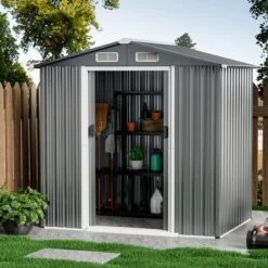 Costway 6 X 4 FT Outdoor Storage Shed Galvanized Steel Shed With Lockable Sliding Doors 17 Costway 6 X 4 FT Outdoor Storage Shed Galvanized Steel Shed With Lockable Sliding Doors -Sunnydaze Decor Store GUEST 2cbb7def ee40 45a3 a0bc 1f7c413f4e6c