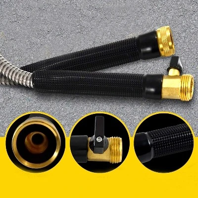 Bionic Steel Pro 75 Foot 304 Stainless Steel Metal Garden Hose With Brass Nozzle 2 Bionic Steel Pro 75 Foot 304 Stainless Steel Metal Garden Hose With Brass Nozzle - Image 2