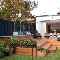 LuxenHome 50" W Brown Metal Rectangular Raised Garden Planter -Sunnydaze Decor Store GUEST 2dbcbda0 394c 41da 870f 899aad276c56