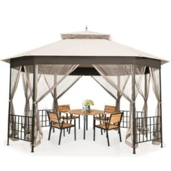 Costway 10'x12' Patio Gazebo Canopy Shelter Double Top Netting Sidewalls Beige 17 Costway 10'x12' Patio Gazebo Canopy Shelter Double Top Netting Sidewalls Beige -Sunnydaze Decor Store GUEST 2e443a04 49c8 4264 9759 64bd814c2347