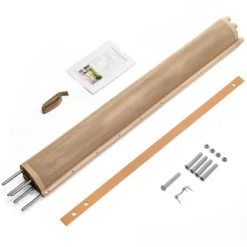 XtremepowerUS 4' X 12' Ft Pool Fence See-Thru 5-Section Pool Fence Long Removable Fence Barrier Pool Mesh Fence, Beige