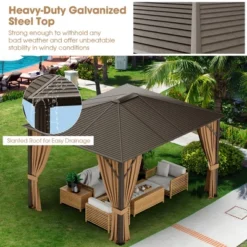 Costway 12' X 10' Patio Hardtop Gazebo W/ Galvanized Steel Top Aluminum Frame Outdoor -Sunnydaze Decor Store GUEST 2f4164a1 b191 4b27 9855 a4692684e6e0