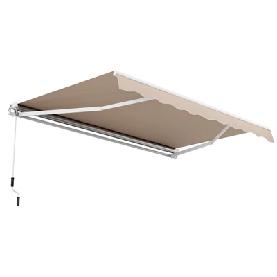 Costway Retractable Patio Awning Aluminum Deck Sunshade Shelter Outdoor Beige 9 Costway Retractable Patio Awning Aluminum Deck Sunshade Shelter Outdoor Beige - Image 9