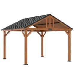 Outsunny 12' X 11' Hardtop Gazebo Canopy With Solid Wooden Frame And Waterproof Asphalt Roof, For Patio, Backyard, Deck, Porch, Brown -Sunnydaze Decor Store GUEST 303a93ea 173f 4863 944a 509304a60ab7
